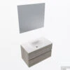 MONDIAZ VICA 80cm Badmeubel Onderkast Light Brown Grey 2 Lades. Wastafel Moon Midden 1 Kraangat, Kleur Talc Met Spiegel LED.