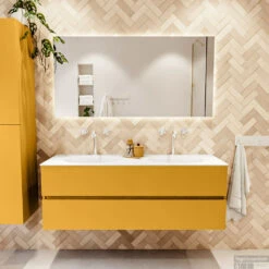 MONDIAZ VICA 140cm Badmeubel Onderkast Ocher 2 Lades. Wastafel MOON Dubbel 2 Kraangaten, Kleur Talc. 11 MONDIAZ VICA 140cm Badmeubel Onderkast Ocher 2 Lades. Wastafel MOON Dubbel 2 Kraangaten, Kleur Talc. -Duravit Verkoop badkamermeubel vica ocher moon talc set1 0041