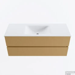 MONDIAZ VICA 120cm Badmeubel Onderkast Oro 2 Lades. Wastafel CLOUD Midden 1 Kraangat, Kleur Talc.