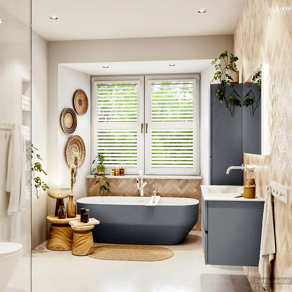 MONDIAZ VICA 100cm Badmeubel Onderkast Plata 2 Lades. Wastafel CLOUD Links Zonder Kraangat, Kleur Talc Met Spiegel LED. 6 MONDIAZ VICA 100cm Badmeubel Onderkast Plata 2 Lades. Wastafel CLOUD Links Zonder Kraangat, Kleur Talc Met Spiegel LED. - Afbeelding 6