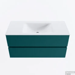 MONDIAZ VICA 100cm Badmeubel Onderkast Smag 2 Lades. Wastafel CLOUD Midden Zonder Kraangat, Kleur Talc.