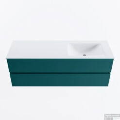 MONDIAZ VICA 140cm Badmeubel Onderkast Smag 2 Lades. Wastafel CLOUD Rechts 1 Kraangat, Kleur Talc.