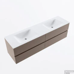 MONDIAZ VICA 170cm Badmeubel Onderkast Smoke 4 Lades. Wastafel CLOUD Dubbel Zonder Kraangat, Kleur Talc. -Duravit Verkoop badkamermeubel vica smoke cloud talc google2 0089