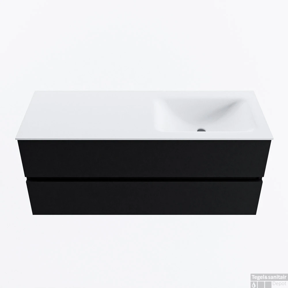 MONDIAZ VICA 120cm Badmeubel Onderkast Urban 2 Lades. Wastafel CLOUD Rechts Zonder Kraangat, Kleur Talc. 1 MONDIAZ VICA 120cm Badmeubel Onderkast Urban 2 Lades. Wastafel CLOUD Rechts Zonder Kraangat, Kleur Talc.