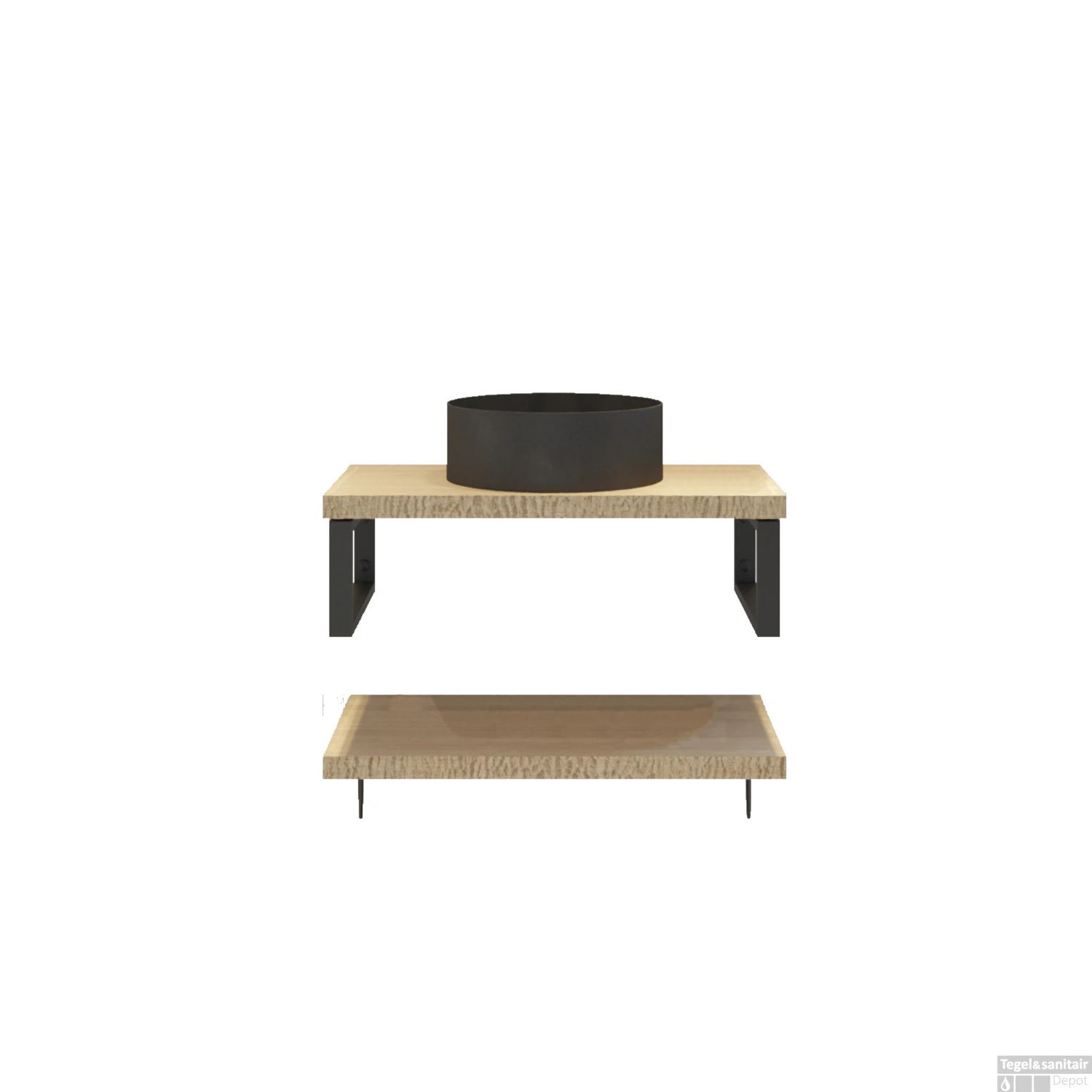 Badkamermeubelset BWS Eiken Massief Hout Bovenblad Met Boomschors 80 Cm Olie Natuur - Afbeelding 4