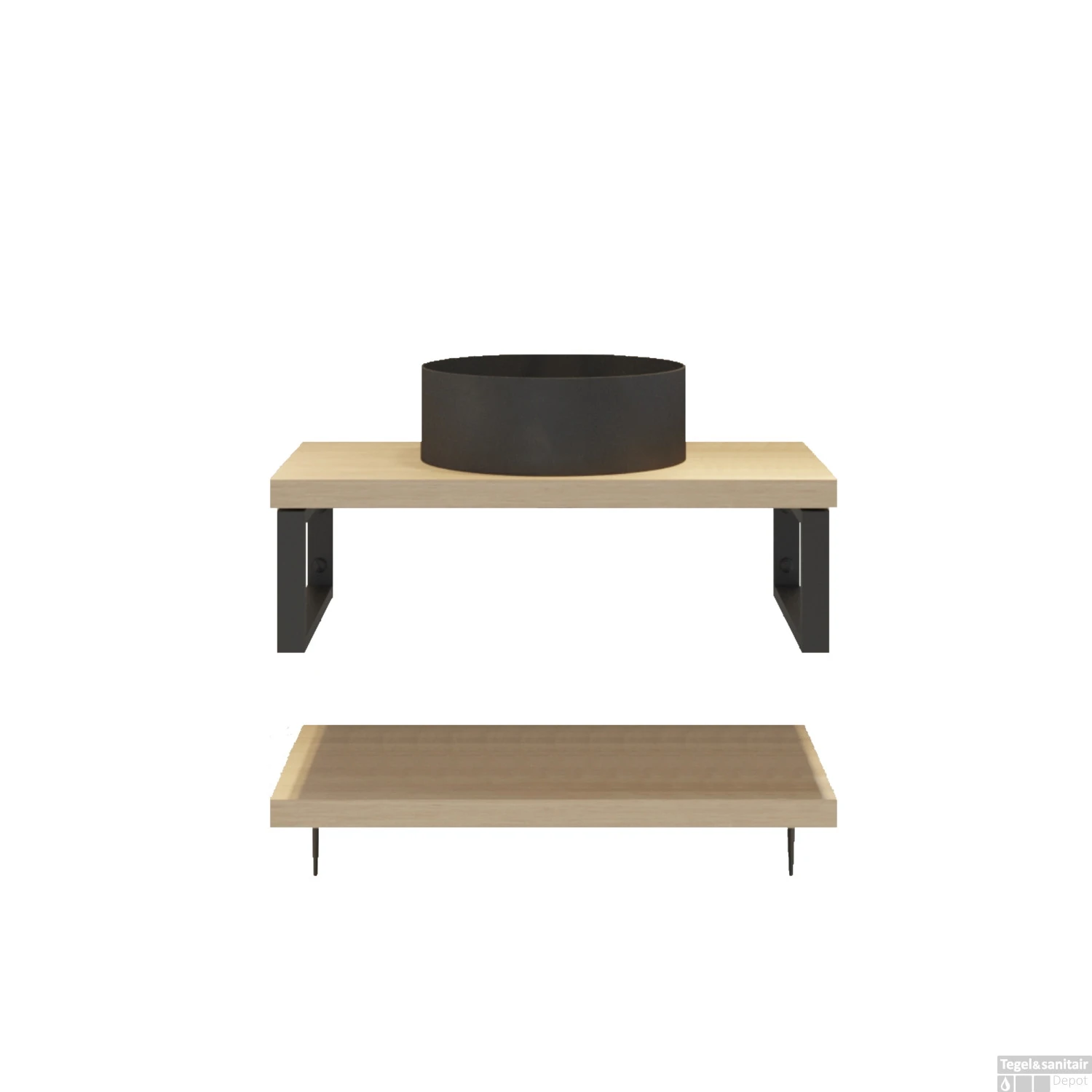 Badkamermeubelset BWS Eiken Massief Hout Bovenblad Recht 100 Cm Olie Natuur - Afbeelding 4