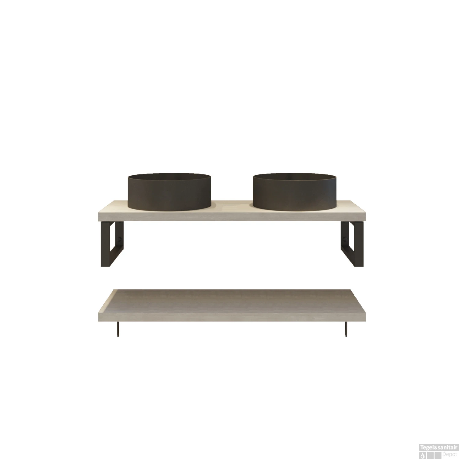 Badkamermeubelset BWS Eiken Massief Hout Bovenblad Recht 140 Cm Wit - Afbeelding 4