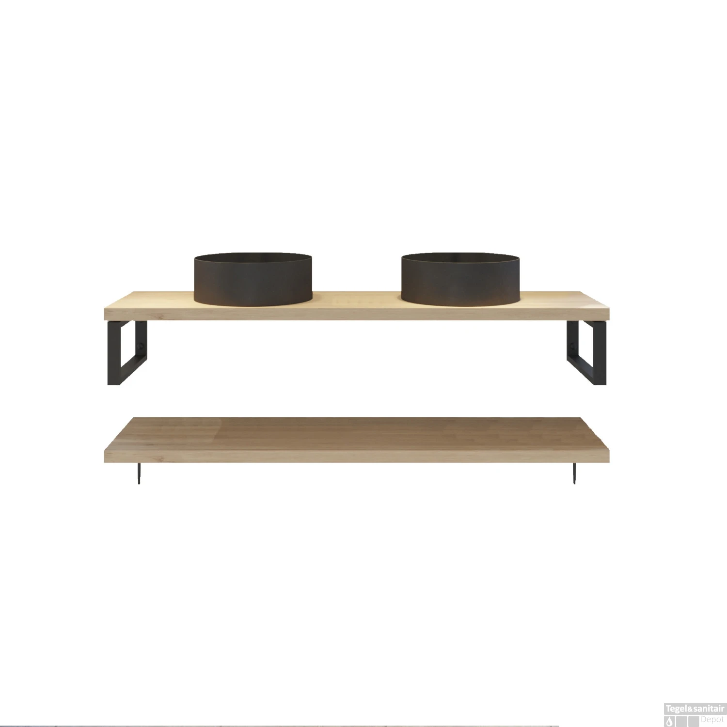 Badkamermeubelset BWS Eiken Massief Hout Bovenblad Recht 180 Cm Olie Natuur - Afbeelding 4