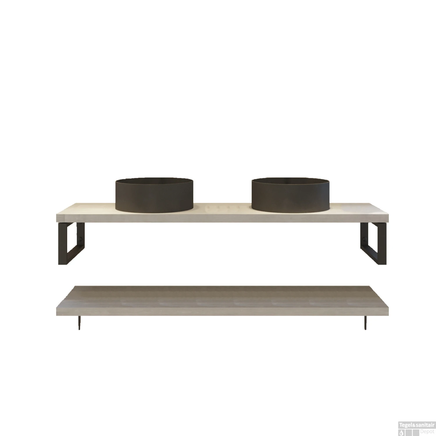 Badkamermeubelset BWS Eiken Massief Hout Bovenblad Recht 180 Cm Wit - Afbeelding 4