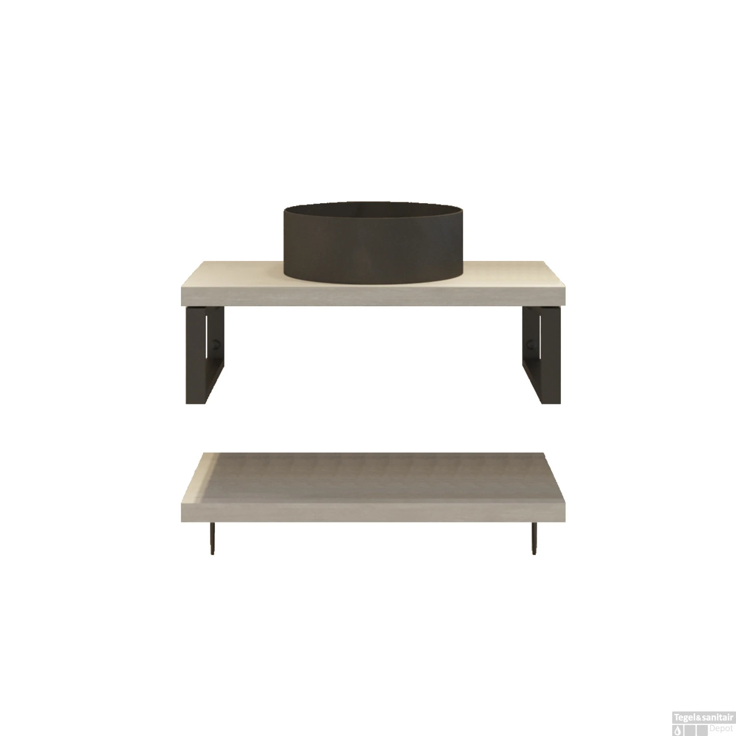 Badkamermeubelset BWS Eiken Massief Hout Bovenblad Recht 70 Cm Wit - Afbeelding 4