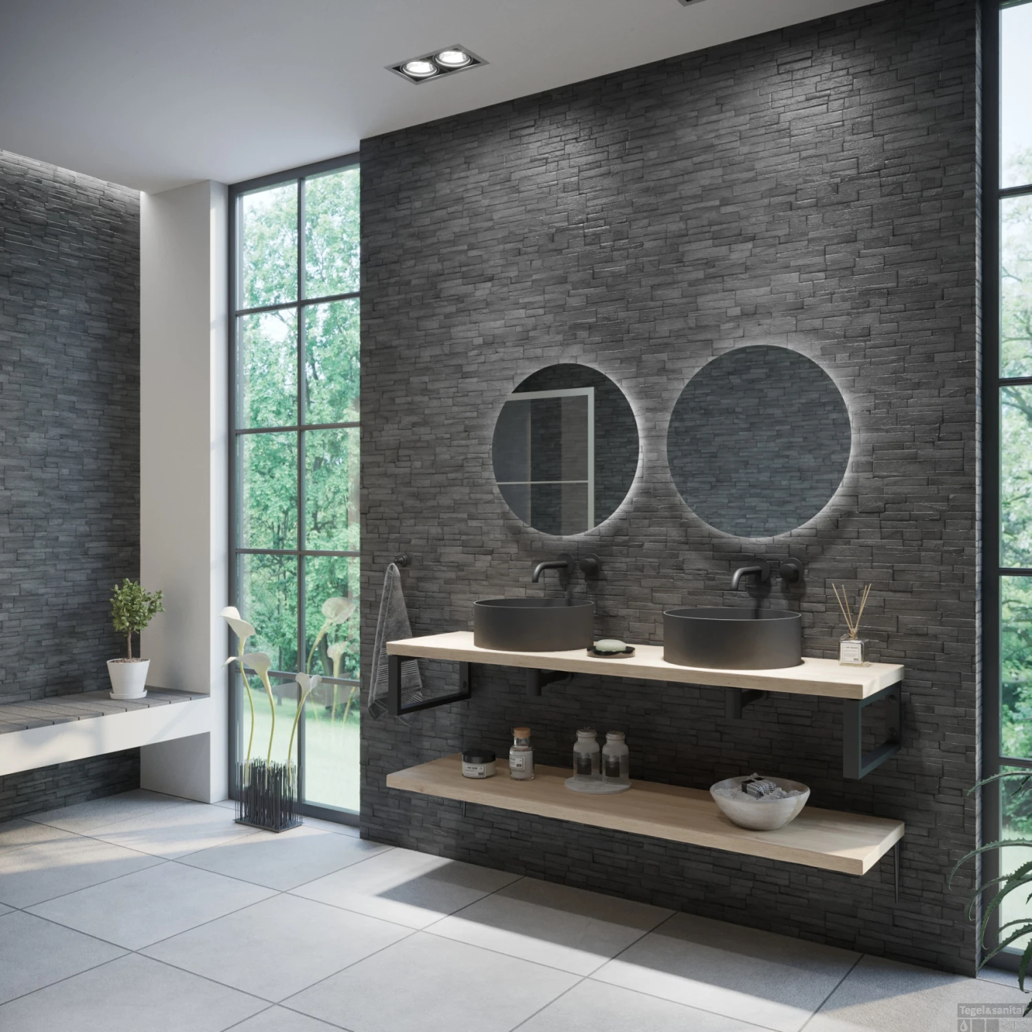 Badkamermeubelset BWS Eiken Massief Hout Bovenblad Zonder Boomschors 160 Cm Olie Natuur 2 Badkamermeubelset BWS Eiken Massief Hout Bovenblad Zonder Boomschors 160 Cm Olie Natuur - Afbeelding 2