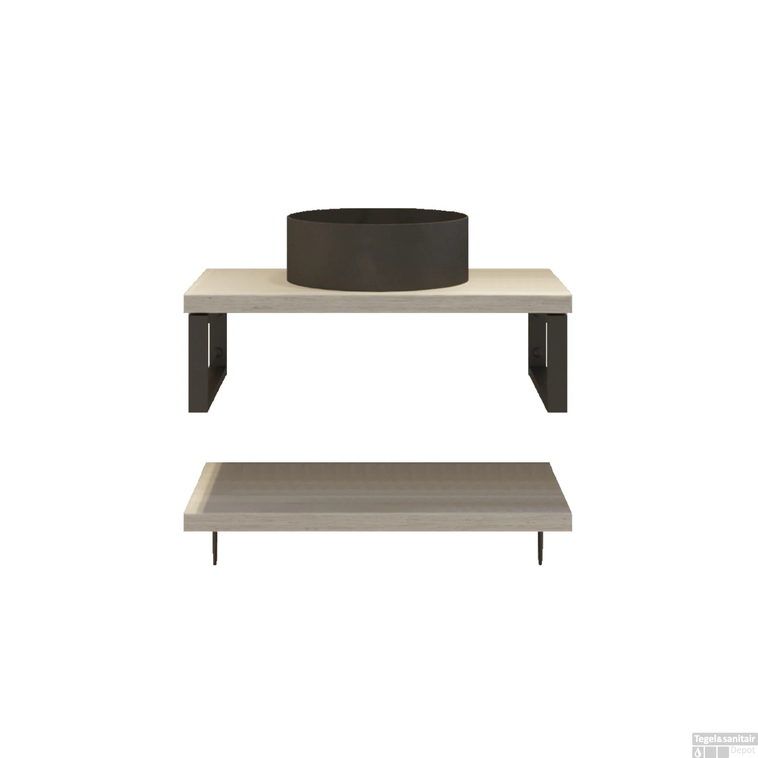 Badkamermeubelset BWS Eiken Massief Hout Bovenblad Zonder Boomschors 70 Cm Wit - Afbeelding 4