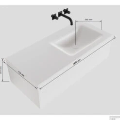 Badkamermeubelset Mondiaz LAGOM 140 Cm Rechtse Waskom Solid Zonder Kraangaten Mat Wit (1 Lade) -Duravit Verkoop badkamermeubelset mondiaz lagom 140 cm led rechtse wastafel solid surface zonder kraangaten mat zwart 1 lade tech 2