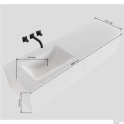 Badkamermeubelset Mondiaz LAGOM 180 Cm Linkse Waskom Solid Surface Zonder Kraangaten Mat Wit (2 Laden) -Duravit Verkoop badkamermeubelset mondiaz lagom 180 cm led linkse wastafel solid surface zonder kraangaten mat zwart 2 laden tech 2