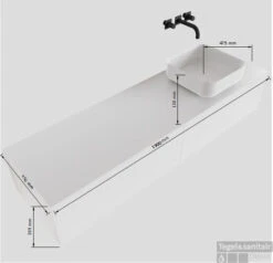 Badkamermeubelset Mondiaz LAGOM 190 Cm Met Topblad Rechtse Wastafel Solid Surface Opzetkom Binx Zonder Kraangat Mat Wit (2 Laden) -Duravit Verkoop badkamermeubelset mondiaz lagom 190 cm met topblad led rechts wastafel solid surface opzetkom binx zonder kraangat tech