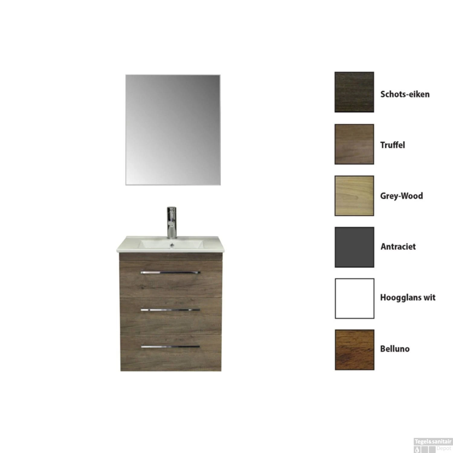 Badkamermeubelset Sanicare Q6 Drie Laden Chromen Greep 60 Cm Met Spiegel Truffel 1 Badkamermeubelset Sanicare Q6 Drie Laden Chromen Greep 60 Cm Met Spiegel Truffel