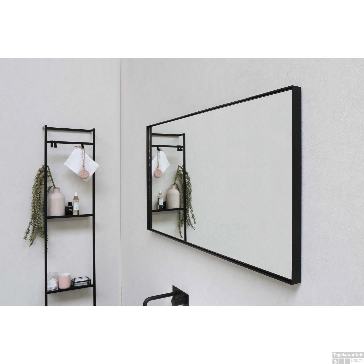 Badkamerspiegel BWS Salt 60x60 Cm Zwart 1 Badkamerspiegel BWS Salt 60x60 Cm Zwart