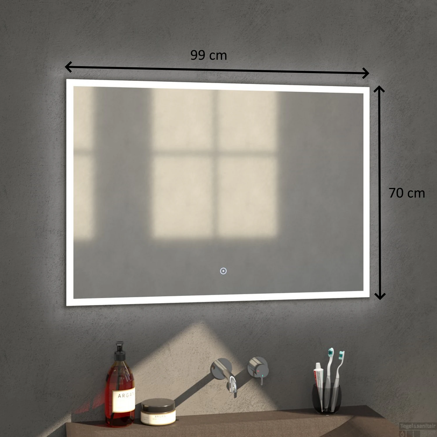 Badkamerspiegel Met LED Verlichting Sanitop Edge 99x70x3 Cm 2 Badkamerspiegel Met LED Verlichting Sanitop Edge 99x70x3 Cm - Afbeelding 2