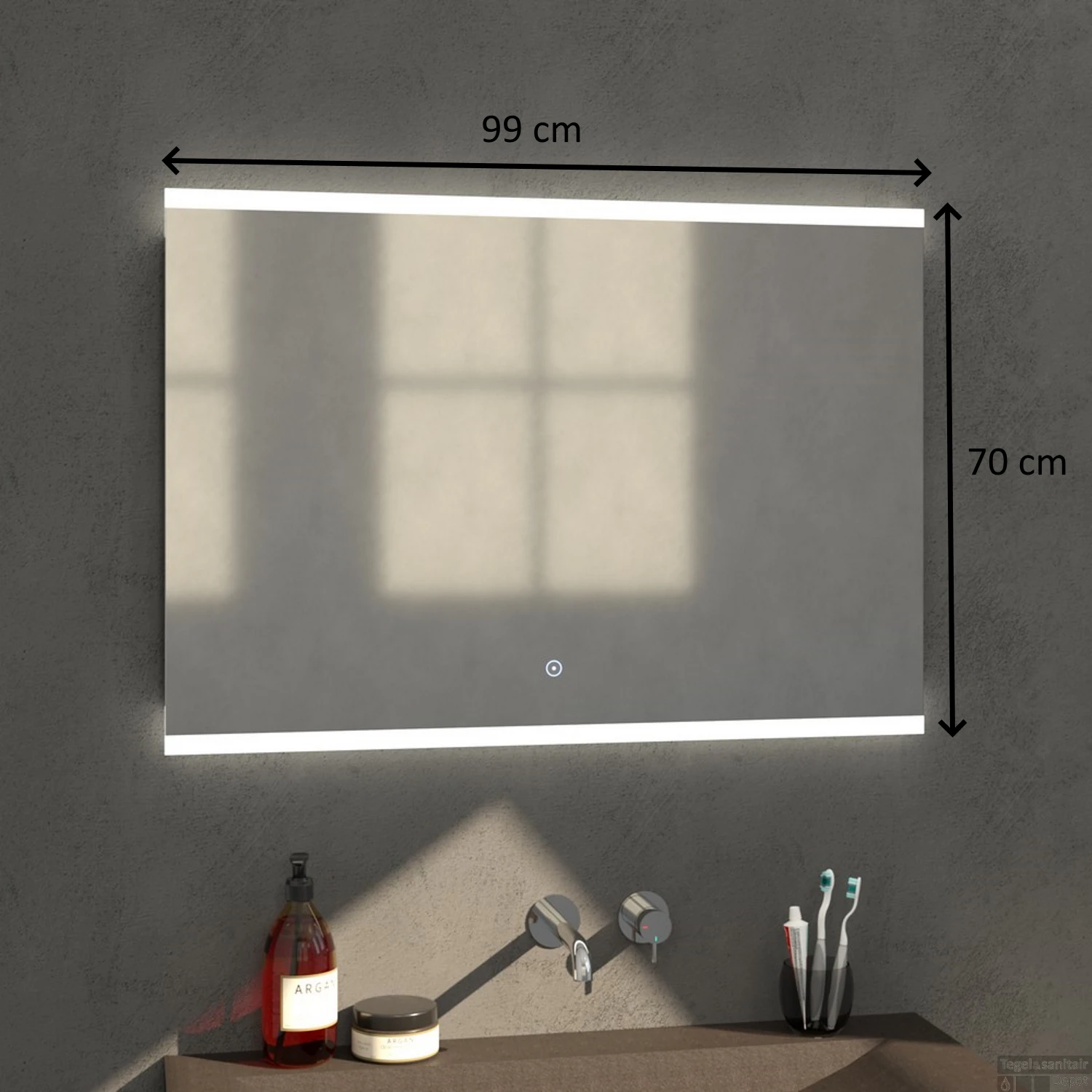 Badkamerspiegel Met LED Verlichting Sanitop Twinlight 99x70x3 Cm 2 Badkamerspiegel Met LED Verlichting Sanitop Twinlight 99x70x3 Cm - Afbeelding 2