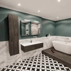 Badkamermeubel BWS Madrid Dark Brown 120x45x30 Cm Mat Witte Solid Surface Wastafel Rechts (2 Lades, 0 Kraangaten) -Duravit Verkoop badmeubel bws madrid 120 dark brown rechts 2ld 0krg detail2