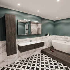 Badkamermeubel BWS Madrid Dark Brown 150x45x30 Cm Mat Witte Solid Surface Wastafel Rechts (2 Lades, 1 Kraangat) -Duravit Verkoop badmeubel bws madrid 150 dark brown rechts 2ld 1krg detail2