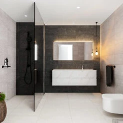 Badkamermeubel BWS Madrid Carrara Mat 150 Cm Solid Surface Wastafel Rechts (1 Kraangat, 2 Lades)