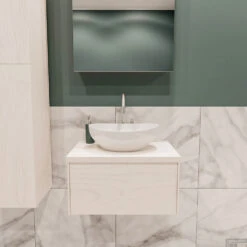 Badkamermeubel BWS Madrid Wit 60 Cm Met Topblad En Keramische Waskom (1 Kraangat)