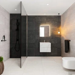 Badkamermeubel BWS Madrid Carrara Mat 60 Cm Solid Surface Wastafel (1 Kraangat, 2 Lades)