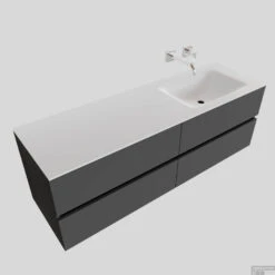 Badkamermeubel Solid Surface BWS Oslo 200x46 Cm Mat Antraciet Wasbak Rechts (0 Kraangaten, 4 Lades) 8 Badkamermeubel Solid Surface BWS Oslo 200x46 Cm Mat Antraciet Wasbak Rechts (0 Kraangaten, 4 Lades) -Duravit Verkoop badmeubel bws oslo 200x46 cm rechthoek mat antraciet rechts 0 krg 4lds detail