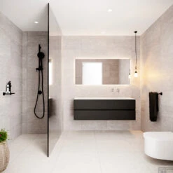 Badkamermeubel Solid Surface BWS Oslo 150x45 Cm Mat Zwart Urban Rechts (0 Kraangaten) 8 Badkamermeubel Solid Surface BWS Oslo 150x45 Cm Mat Zwart Urban Rechts (0 Kraangaten) -Duravit Verkoop badmeubel bws oslo mat zwart 150 2lds 0krg rechts sfeer