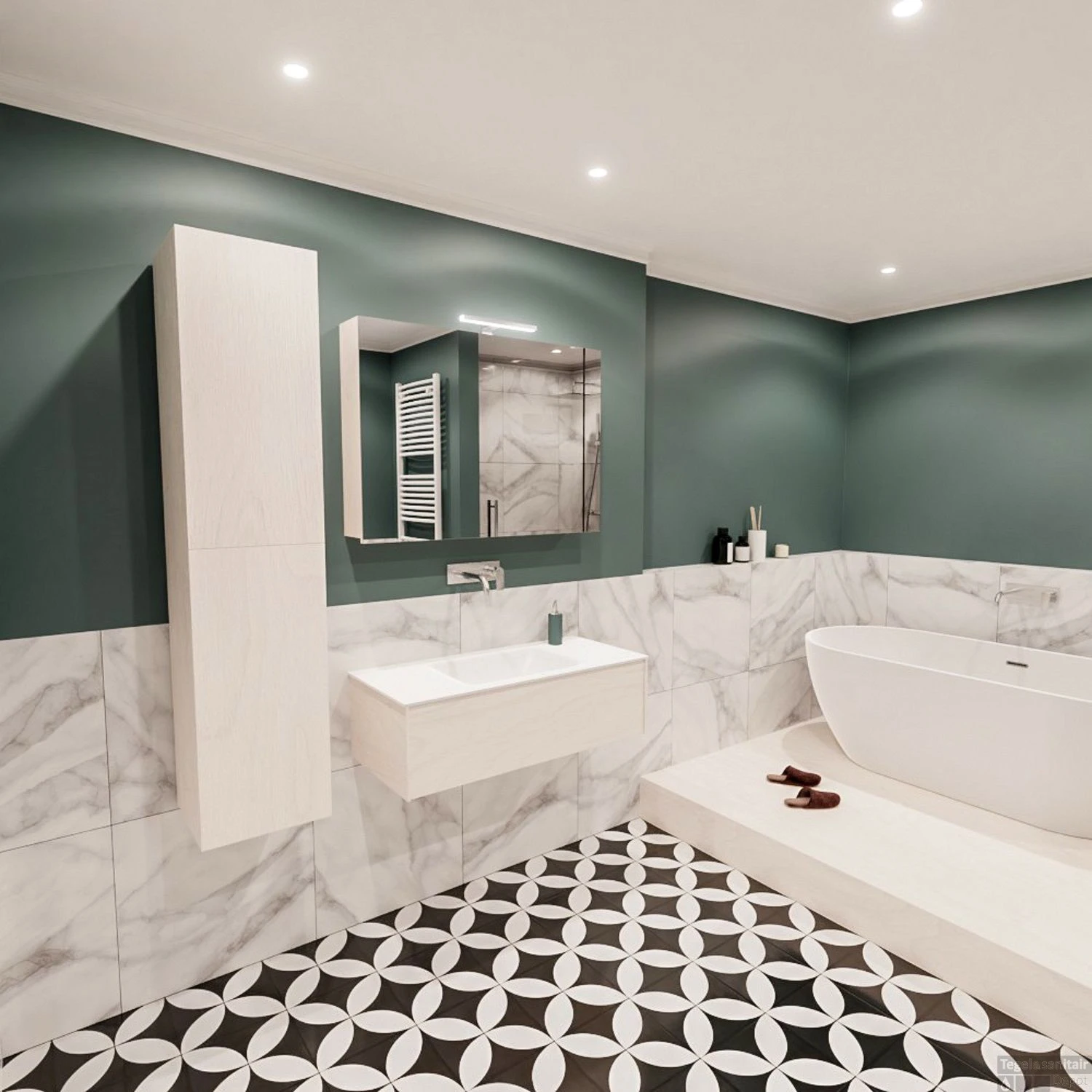 Badkamermeubel BWS Madrid Wit 100x45x30 Cm Mat Witte Solid Surface Wastafel (0 Kraangaten) 4 Badkamermeubel BWS Madrid Wit 100x45x30 Cm Mat Witte Solid Surface Wastafel (0 Kraangaten) - Afbeelding 4