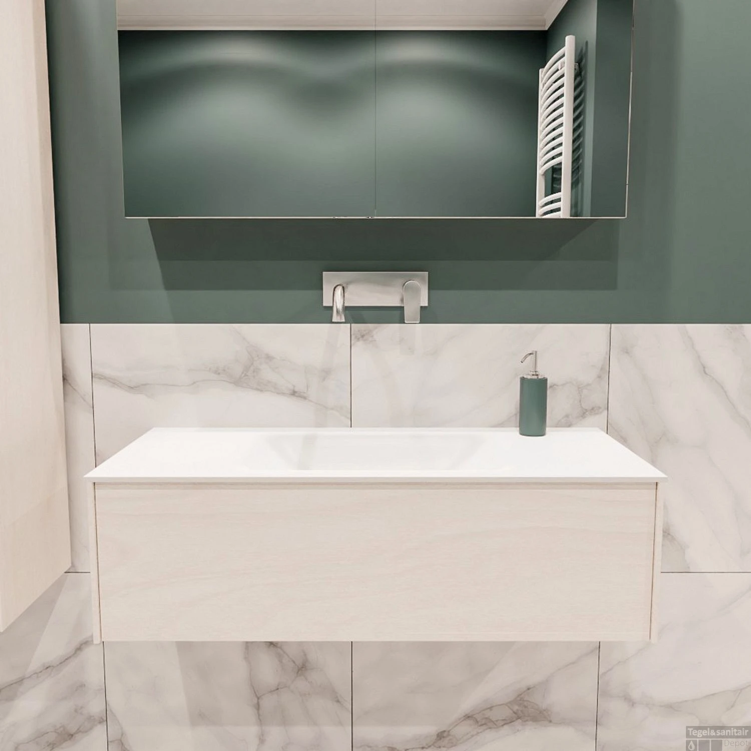 Badkamermeubel BWS Madrid Wit 100x45x30 Cm Mat Witte Solid Surface Wastafel (0 Kraangaten) 1 Badkamermeubel BWS Madrid Wit 100x45x30 Cm Mat Witte Solid Surface Wastafel (0 Kraangaten)