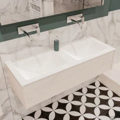 Badkamermeubel BWS Madrid Wit 120x45x30 Cm Mat Witte Solid Surface Wastafel Dubbel (0 Kraangaten) 7 Badkamermeubel BWS Madrid Wit 120x45x30 Cm Mat Witte Solid Surface Wastafel Dubbel (0 Kraangaten) -Duravit Verkoop badmeubel bws wit 120 cm dubbel 1ld 0krg detail1