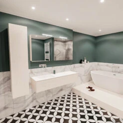 Badkamermeubel BWS Madrid Wit 150x45x30 Cm Mat Witte Solid Surface Wastafel Links (0 Kraangaten) -Duravit Verkoop badmeubel bws wit 150 cm links 1ld 0krg detail2