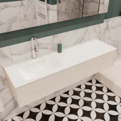 Badkamermeubel BWS Madrid Wit 150x45x30 Cm Mat Witte Solid Surface Wastafel Links (1 Kraangat) 7 Badkamermeubel BWS Madrid Wit 150x45x30 Cm Mat Witte Solid Surface Wastafel Links (1 Kraangat) -Duravit Verkoop badmeubel bws wit 150 cm links 1ld 1krg detail1