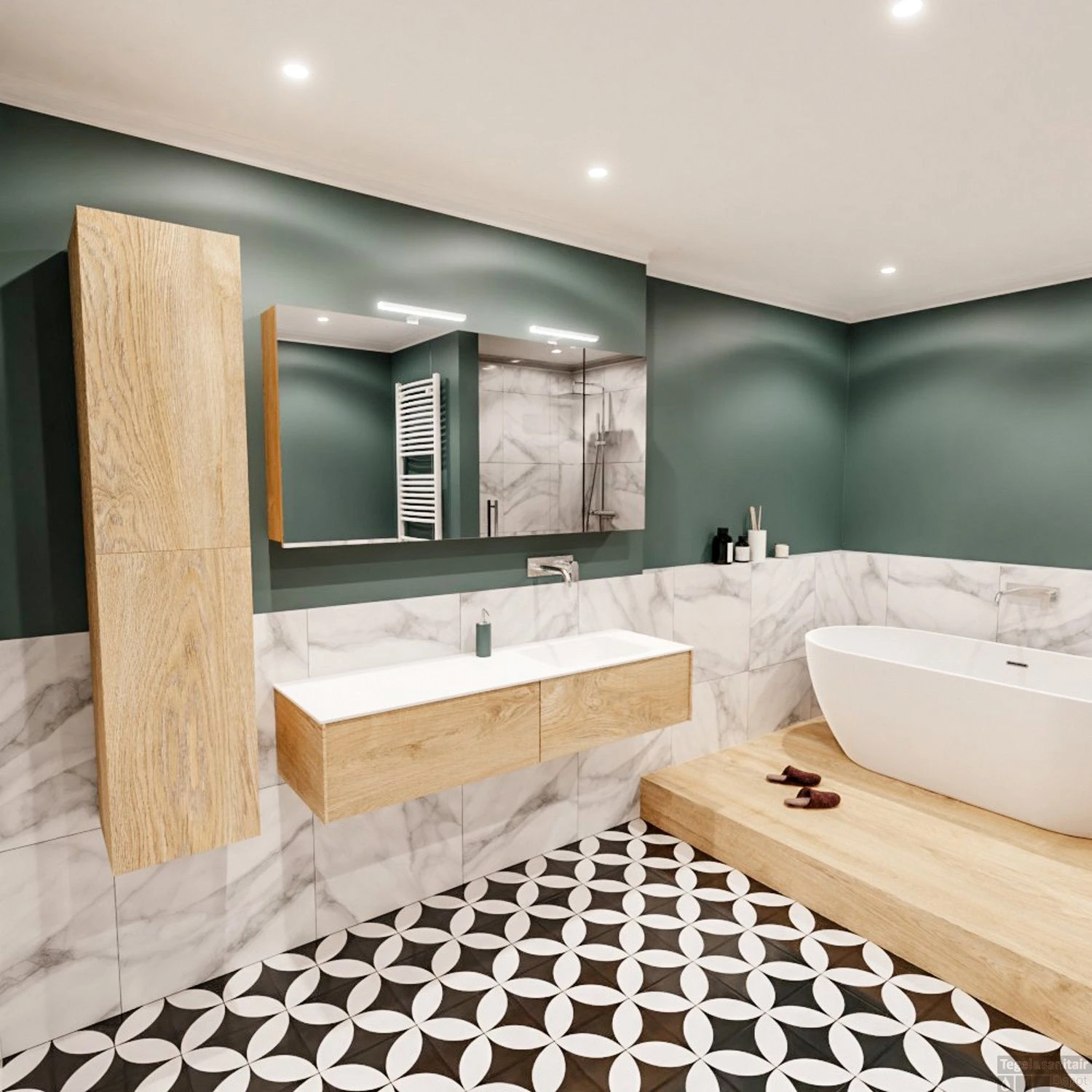 Badkamermeubel BWS Madrid Washed Oak 150x45x30 Cm Mat Witte Solid Surface Wastafel Rechts (2 Lades, 0 Kraangaten) 4 Badkamermeubel BWS Madrid Washed Oak 150x45x30 Cm Mat Witte Solid Surface Wastafel Rechts (2 Lades, 0 Kraangaten) - Afbeelding 4