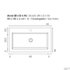Badkamermeubel Boss & Wessing Pepper Acryl Wastafel Met Kraangat 80x55x46 Cm Wit 11 Badkamermeubel Boss & Wessing Pepper Acryl Wastafel Met Kraangat 80x55x46 Cm Wit -Duravit Verkoop badmeubelkast 80 cm acryl tech 5