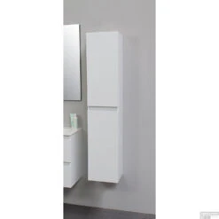 Badmeubelkast Boss & Wessing Pepper Hoge Kast Greeploos 2 Deuren 145x30x30 Cm Wit