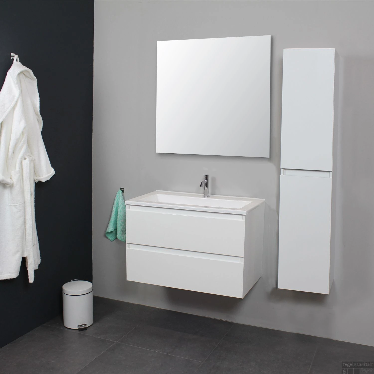 Badkamermeubel Boss & Wessing Pepper Acryl Wastafel Met Kraangat 80x55x46 Cm Wit 1 Badkamermeubel Boss & Wessing Pepper Acryl Wastafel Met Kraangat 80x55x46 Cm Wit