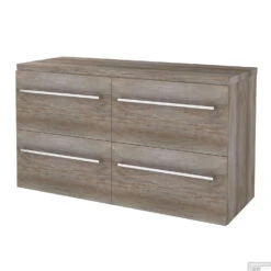 Badmeubelset BWS Salt 120x46cm Met Grepen 4 Lades Met Afdekplaat Scotch Oak