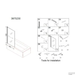 Badwand Best Design Erico 80x140 Cm Met Handdoekbeugel NANO Veiligheidsglas 6mm -Duravit Verkoop badwand best design erico 80x140cm tech