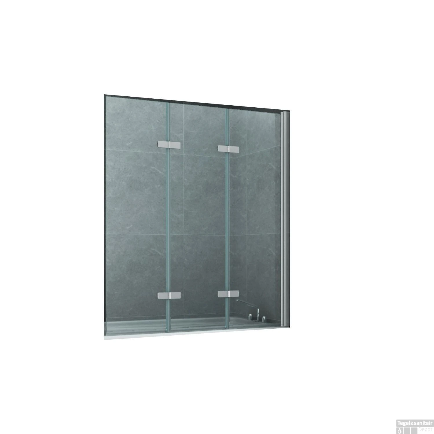 Badwand Boss & Wessing Aloni 130x140 Cm Helder Glas Aluminium Chroom Profiel - Afbeelding 4