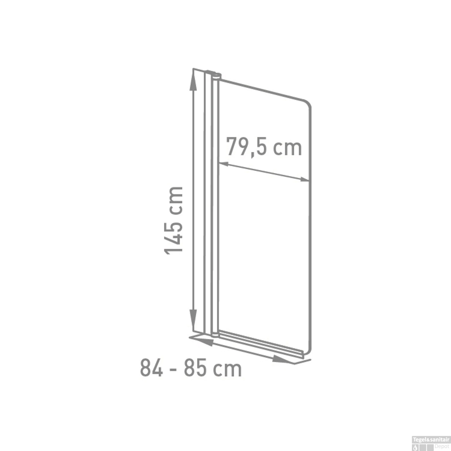 Badwand VM Go Nero Deco 85x145cm Scharnierend Wit Profiel 5mm Veiligheidsglas - Afbeelding 2