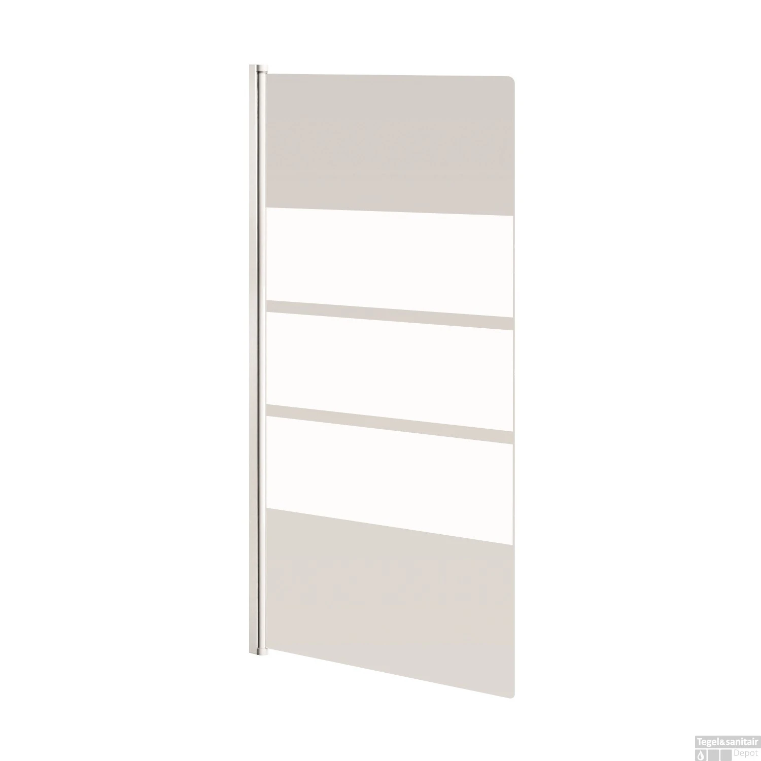 Badwand VM Go Nero Deco 85x145cm Scharnierend Wit Profiel 5mm Veiligheidsglas