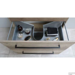 Badmeubelset BWS Salt 120x46cm Met Grepen 4 Lades Met Afdekplaat Scotch Oak -Duravit Verkoop binnenlade onderkast scotch oak met greep mat zwart 1 2