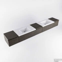 MONDIAZ BUKLA 280cm Badmeubel Met Module 40 Kleur Dark Brown Met 5 Lades. Wastafel CLOUD Dubbel 0 Kraangaten Kleur Talc. -Duravit Verkoop bukla2 modulair dark brown planchet talc google 1 0036