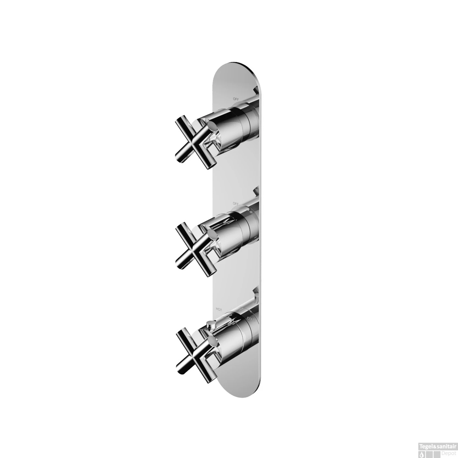 Douchethermostaat Hotbath Chap Inbouw 2 Stopkranen Verticaal Chroom - Afbeelding 2