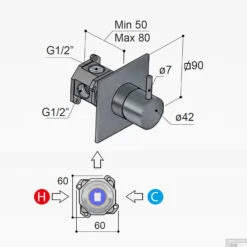 Inbouw Douchemengkraan Hotbath Cobber 1-hendel Vierkant Chroom -Duravit Verkoop cb031qextcr inbouw douchemengkraan hotbath cobber 1 hendel vierkant chroom tech