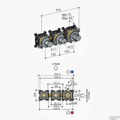 Douchethermostaat Hotbath Cobber Inbouw Met 2 Stopkranen Chroom (excl. Inbouwdeel) OUTLET -Duravit Verkoop cb7067extcr douchethermostaat hotbath cobber inbouw met 2 stopkranen chroom excl. inbouwdeel tech 1