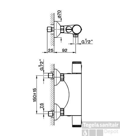 Cisal Less Opbouw Douchethermostaat LST01010 2 Cisal Less Opbouw Douchethermostaat LST01010 - Afbeelding 2
